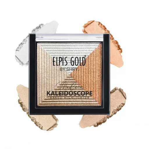 ELPIS GOLD Modern Kaleidoscope Highlighter Palette| Highly Blendable & Long Lasting Shimmer Blusher & Highlighter Palette for Face Makeup